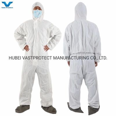 Type 5 6 non tissé, combinaisons jetables microporouses avec couvercle anti-dérapant gris