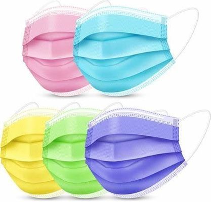 Masque facial jetable à 3 plis, doux et confortable, respirant pour adultes, avec boucle d'oreille de 14,5*9,5 cm