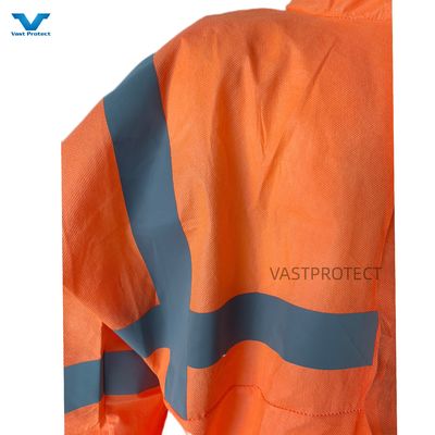 CE Type 5 6 Certifié PPE USA SMS jetable 56GSM Couvre-chef orange avec ruban réfléchissant
