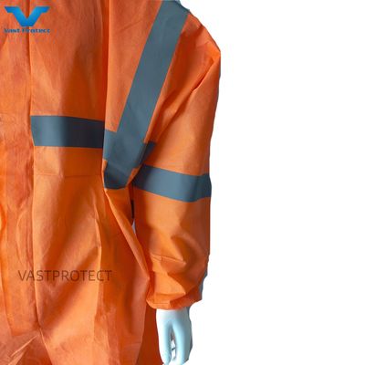 CE Type 5 6 Certifié PPE USA SMS jetable 56GSM Couvre-chef orange avec ruban réfléchissant