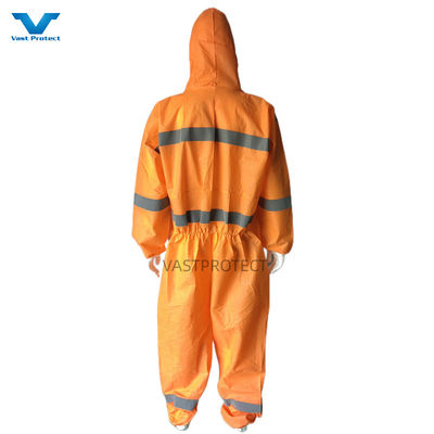 CE Type 5 6 Certifié PPE USA SMS jetable 56GSM Couvre-chef orange avec ruban réfléchissant