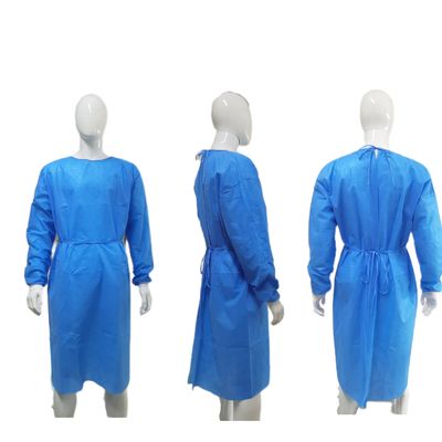 SMS Tissu non tissé Robe isolante imperméable bleue pour les instruments de classe I OEM offert