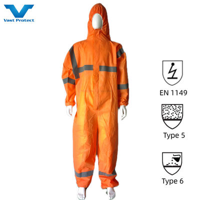 Catégorie 3 III Type 5 6 Vêtements jetables avec poignets et chevilles élastiques SMS non tissés