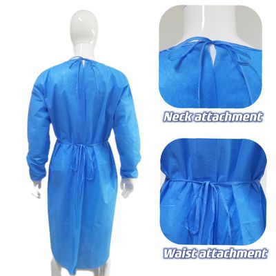 120 x 140 cm PPE jetable bleu étanche à l'eau anti-statique SMS Tissu de niveau 2 3 Robe isolante