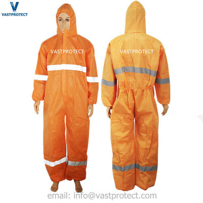 Vêtements jetables à bande réfléchissante en matériaux microporous/SMS/non tissés/PP