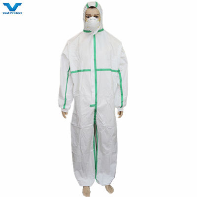 Vêtements de protection à usage unique avec fermeture à glissière à double ou singer