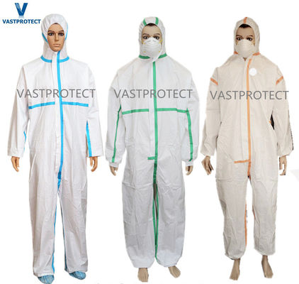 Paiement initial Vêtements de couverture jetables à ruban adhésif avec couture scellée Norme EN1149 EN1073