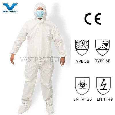 VPT621 EPI de sécurité industrielle imperméable à l'eau respirant chimique blanc combinaisons jetables