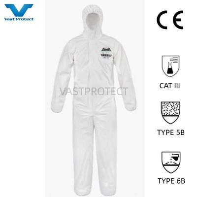 VPT621 EPI de sécurité industrielle imperméable à l'eau respirant chimique blanc combinaisons jetables