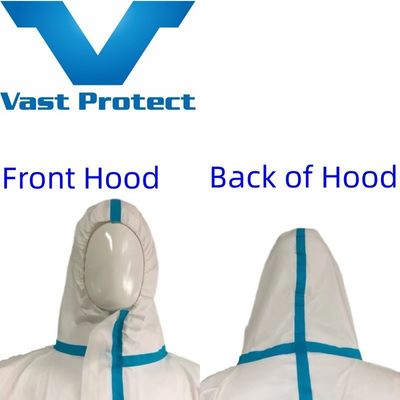 Vêtements hydroponiques blancs respirants antistatiques jetables à couverture microporeuse avec couture scellée