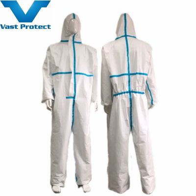 Vêtement à usage unique, blanc et microporeux, revêtu de PP, sans couverture de chaussure