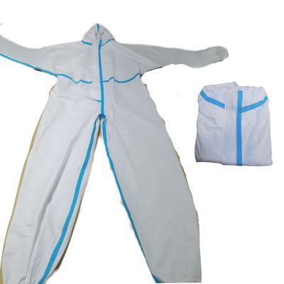 Vêtements de protection à capuche blanche à film microporeux avec échantillons de bande de bâton