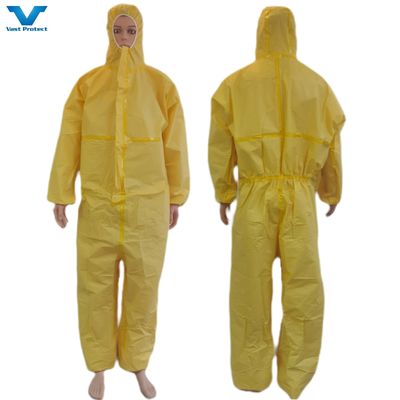 Vêtement de protection contre les produits chimiques à usage unique jaune personnalisé 175*140cm PP PE