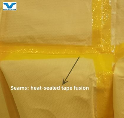 Vêtement de protection contre les produits chimiques à usage unique jaune personnalisé 175*140cm PP PE