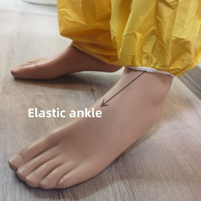Vêtement de protection contre les produits chimiques à usage unique jaune personnalisé 175*140cm PP PE