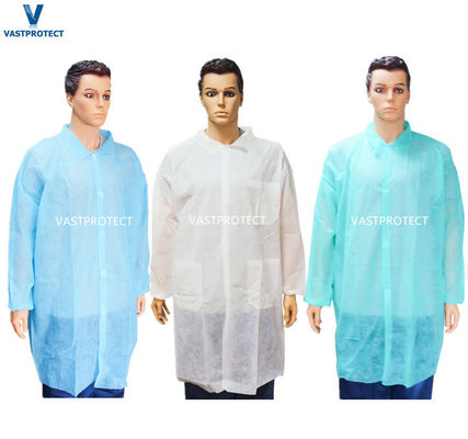Vêtement de laboratoire de protection polypropylène jetable SMS PP blanc pour techniciens de laboratoire