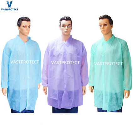 Certification CE Vêtement de laboratoire jetable blanc bleu vert violet rose rouge orange avec fermeture à glissière