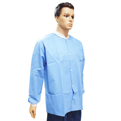 Manteau à manches longues jetable avec col de chemise poignets élastiques et fermeture en velours