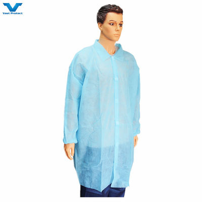 Fermeture à glissière à l'avant Manche longue Collier unique Laboratoire jetable manteau Manches élastiques personnalisation