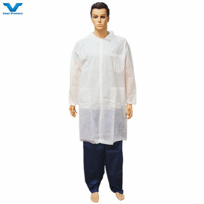 Fermeture à glissière à l'avant Manche longue Collier unique Laboratoire jetable manteau Manches élastiques personnalisation