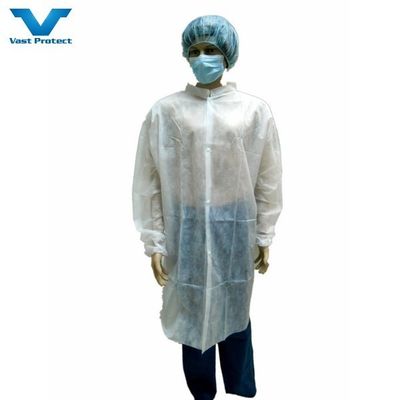 Uniforme de manteau de laboratoire non tissé imperméable à l'eau pour les vêtements de travail Fermeture de la fermeture de la fermeture OEM Accepté