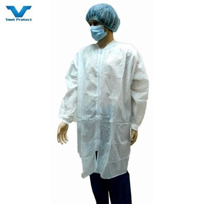 Uniforme de manteau de laboratoire non tissé imperméable à l'eau pour les vêtements de travail Fermeture de la fermeture de la fermeture OEM Accepté
