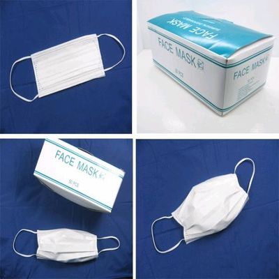 Masque jetable non tissé à boucle d'oreille 3 plis blanc