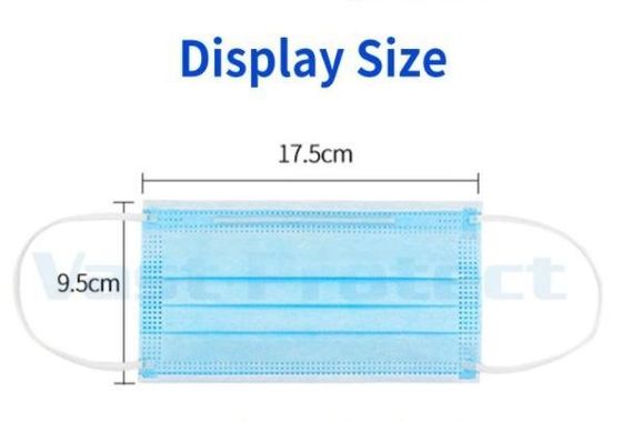 ISO13485 Masque à poussière jetable Boucle d'oreille bleue Type iir Couches 3 Ply