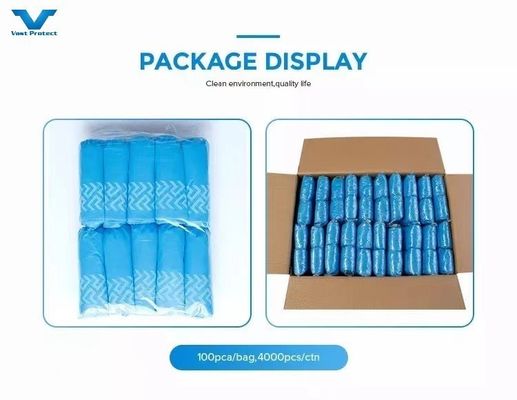 Couverture de chaussure imprimée de style élastique polyester jetable 10-30g bleu