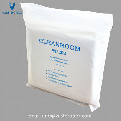 VPT801 Essuie-glace de salle blanche 100% en polyester en microfibre non imperméable à l'eau, antistatique et exempt de lingots