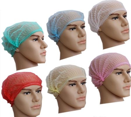 18" 21" PP non tissé Single Double Elastic Clip Strip Bouffant Hairnet Mob Cap Sélection de couleur Blanc