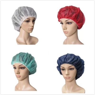 Blanc bleu rouge rose cheveux élastique non tissé en PP filet à cheveux jetable rond Bouffant Cap imperméable