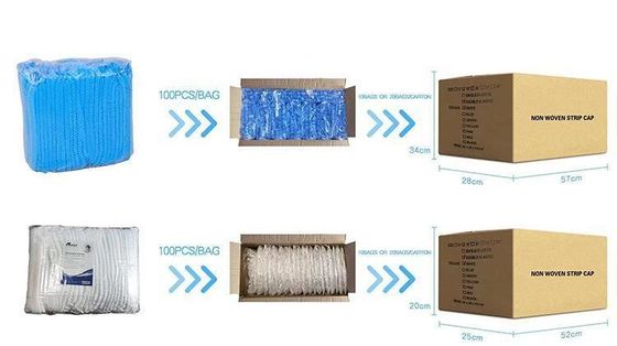 18 pouces noir à usage unique non tissé PP Clip Strip Bouffant Hairnet Mob Cap avec élastique unique ou double certifié CE