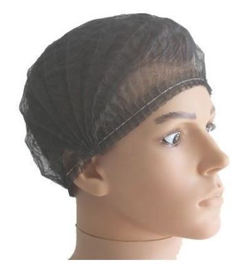 18 pouces noir à usage unique non tissé PP Clip Strip Bouffant Hairnet Mob Cap avec élastique unique ou double certifié CE