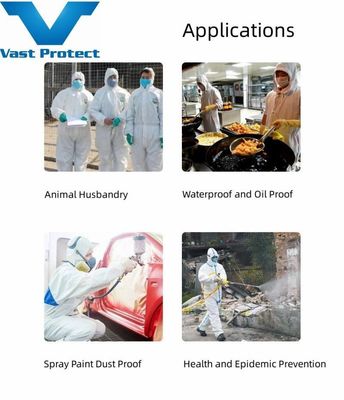 Vêtements de protection blancs Tyvek 400 S-5XL entièrement fermés en PP PE 55GSM
