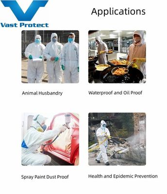 VASTPROTECT-604 PP PE Blanc à usage unique Type5 6 Vêtements de protection chimique