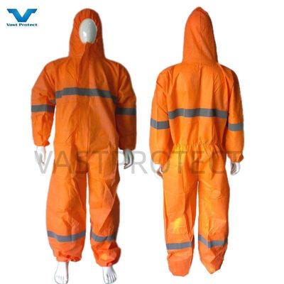 Type CE 4/5/6 Tyvek à double couleur jetable avec bandes réfléchissantes et protection