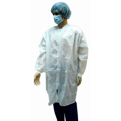 Tissu élastique à manchette élastique fermeture à glissière Velco Poches en PP non tissé manteau de laboratoire pour M L XL XXL Tailles