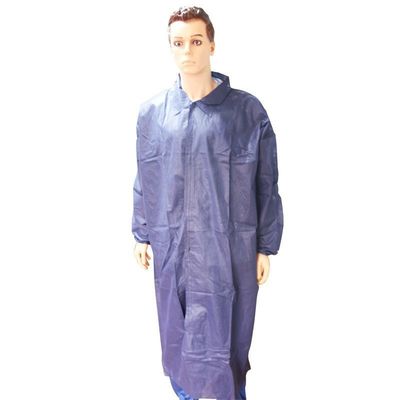 Résistant aux produits chimiques Manteau de laboratoire jetable blanc avec boutons et poignets élastiques