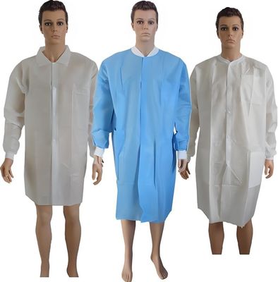 PP/MP/SMS/Tyvek/Microporeux manteau de laboratoire personnalisé Taille/Poids 125X150cm avec fermeture à glissière