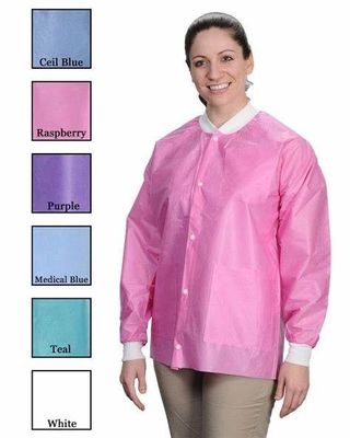 Vêtements de laboratoire jetables Longueur de hanche Vêtement de laboratoire recyclable Unisexe à l'épreuve de la poussière V601