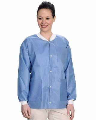 Vêtements de laboratoire jetables Longueur de hanche Vêtement de laboratoire recyclable Unisexe à l'épreuve de la poussière V601