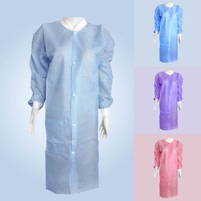 Vêtements de laboratoire bleu ciel pour adultes EPI Spp SMS 45GSM Peinture anti-éclaboussures avec collier Mao
