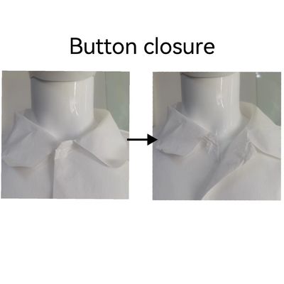 Vêtements de travail en polypropylène blanc jetable unisexe avec poignets élastiques et fixations en boucle de crochet