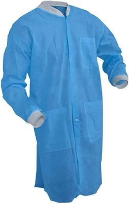 Vêtement de laboratoire jetable en polypropylène de protection SMS bleu avec poches