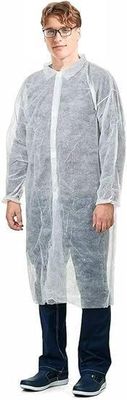 Manteau de laboratoire en polypropylène blanc à manches longues avec des manchettes élastiques et sans poches