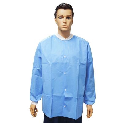 Manteau de laboratoire polypropylène jetable avec poignets élastiques et fermeture unisexe imperméable à l'eau