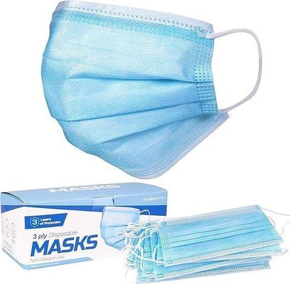 Masque à l'usage médical à trois boucles d'oreilles bleu pour adultes, élastique, testé en laboratoire