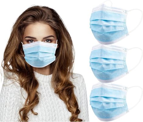 Masque facial jetable bleu à 3 plis avec matériau doux