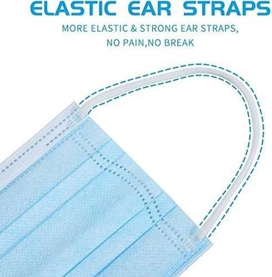 Masque facial jetable bleu à 3 plis avec matériau doux